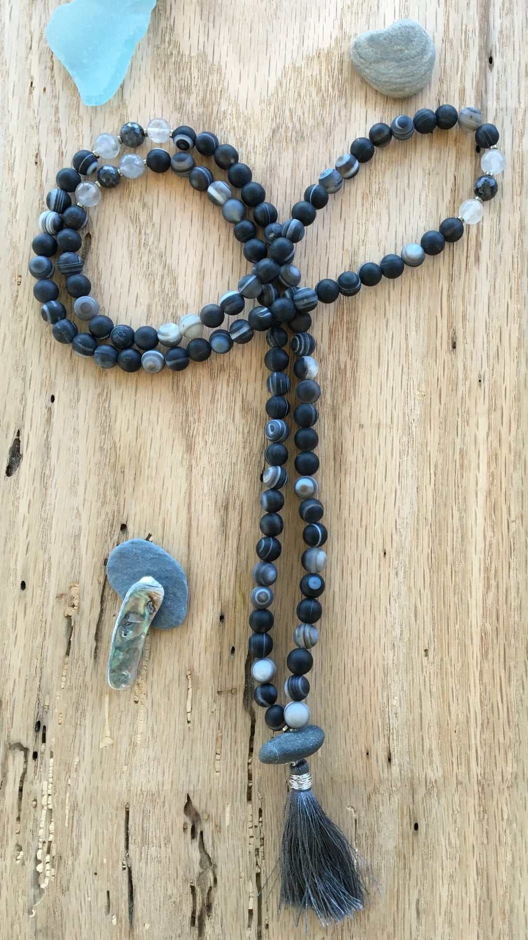 Matte Banded Agate Mala